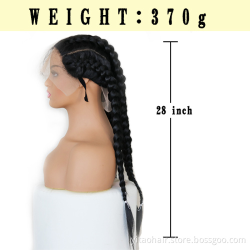 Black 4 Twist Lace Front Braid Wig Nature Looking Lace Front Wigs Afro American Synthetic Braided Wig Baby Hair for Black Women